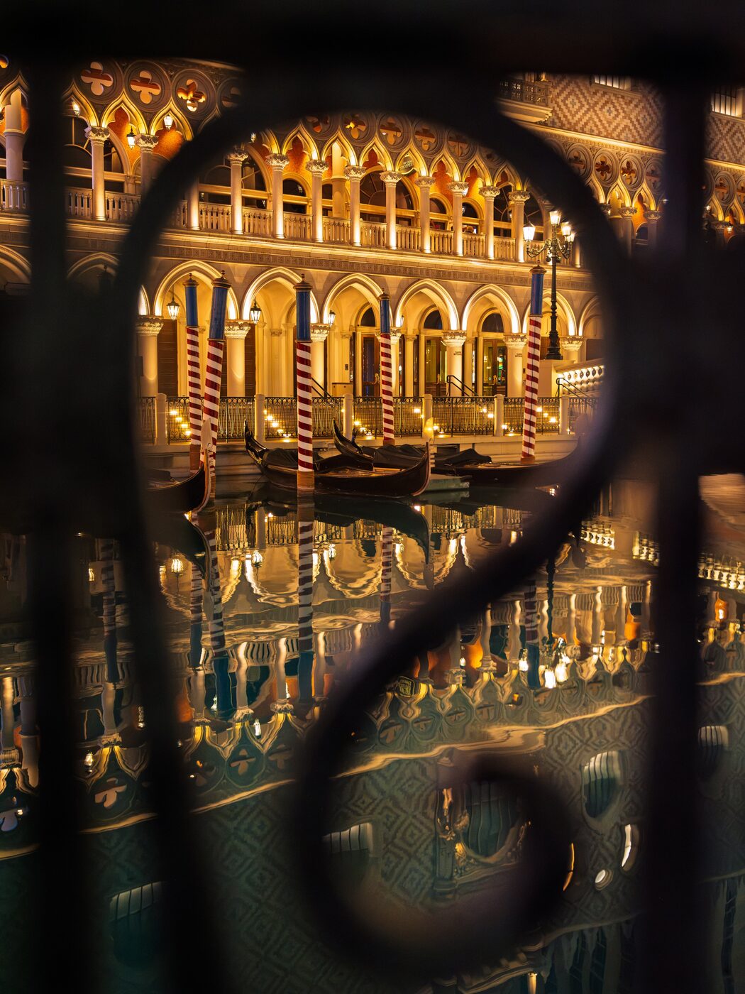 Venetian canal interior with gondolas